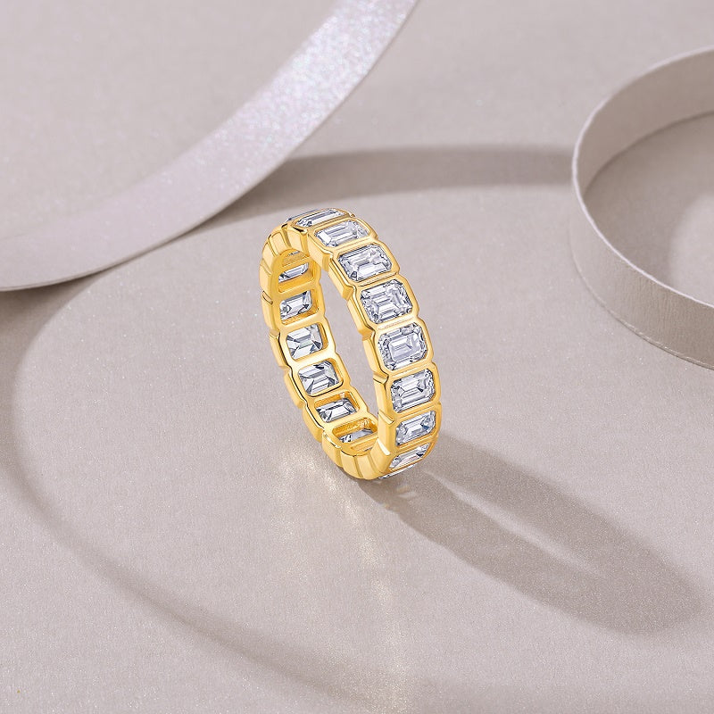 Luxury Silver Ring Set With Top-quality Moissanite, S925 Silver Electroplated With Gold