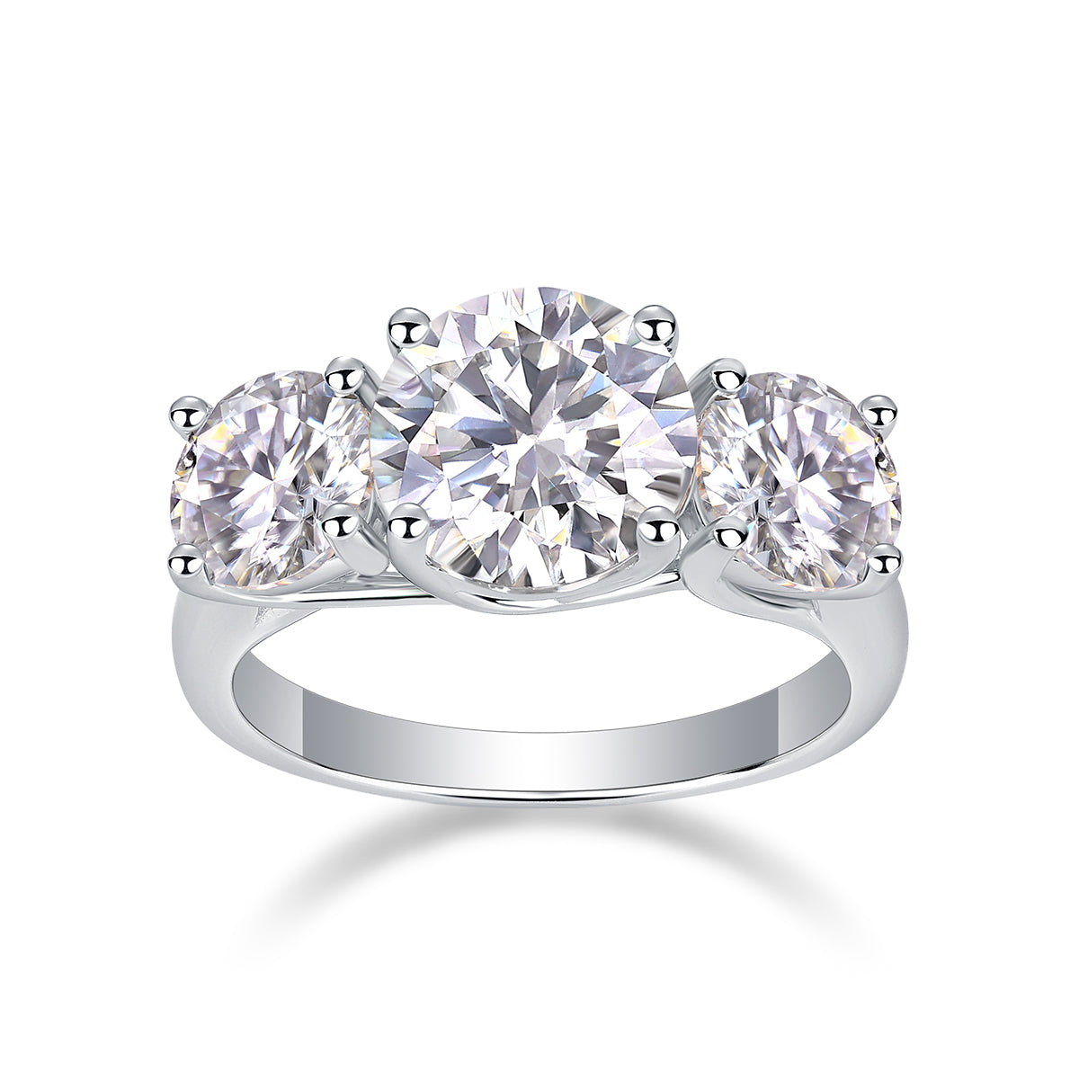 Three Lives Of Fortune - Luxury Silver Ring Set With Top-quality 3-carat Moissanite D Color VVS,  S925 Silver And Platinum-plated Diamond Ring