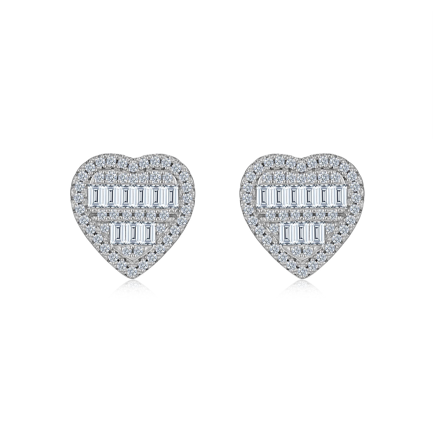 Luxury Silver Earrings Set Featuring Top-quality Moissanite Stones, Made Of S925 Silver Electroplated With Platinum.