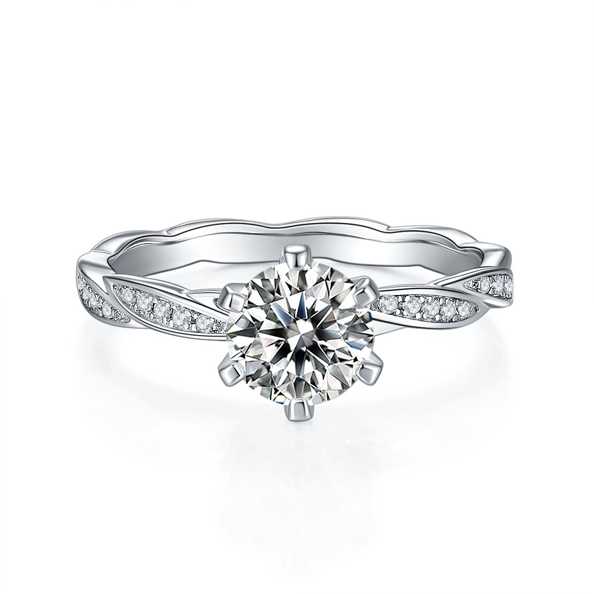 1-carat Luxury  Silver Ring Set With Top-quality Moissanite, S925 Silver Plated Platinum