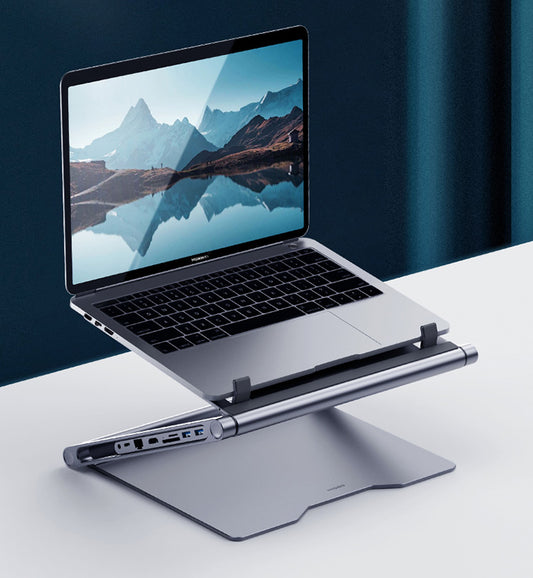 8-in-1 USB-C Docking Station & Adjustable Ergonomic Laptop Stand (4K HDMI, 100W PD, Ethernet, Card Readers)