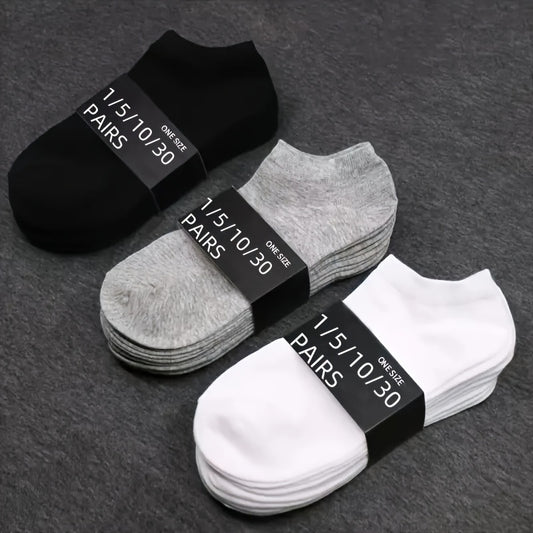 5/10/30 Pairs Men's & Women's Premium Comfort No-Show Ankle Socks