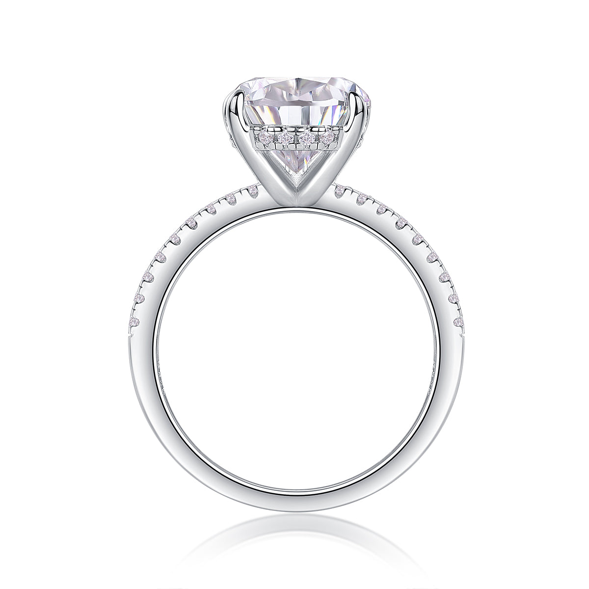 Light And Shadow - Luxury Silver Ring Set With Top-quality Pear-shaped Moissanite D Color VVS,  S925 In Silver And Platinum-plated