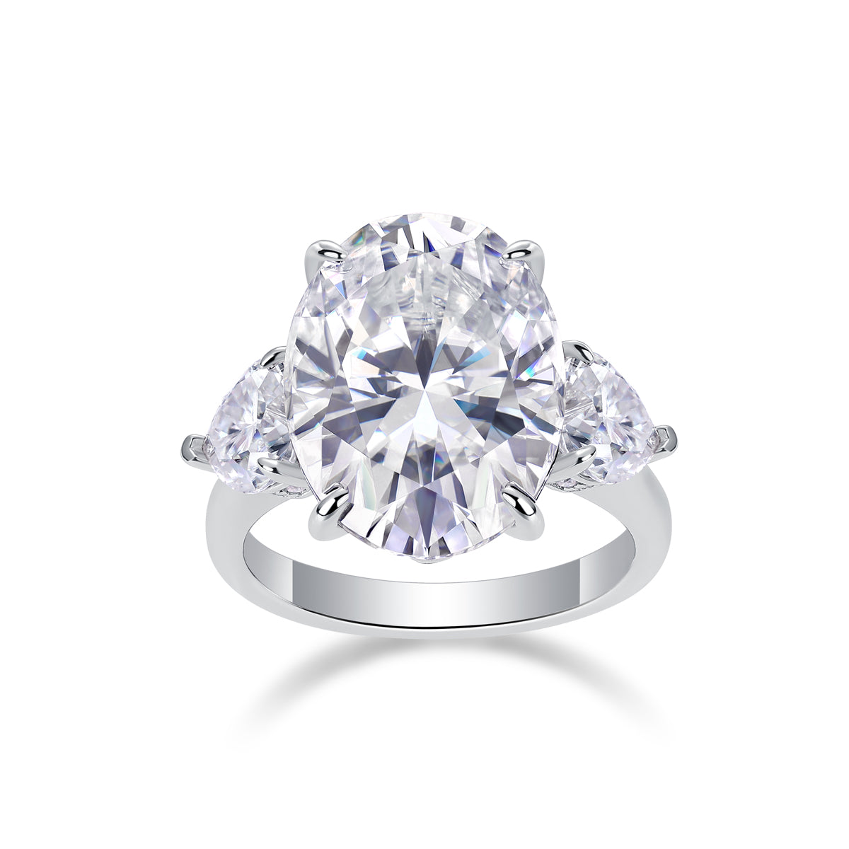 Soul Resonance -Luxury Silver Ring Set With Top-quality Egg-shaped Moissanite D Color VVS,  S925 Silver And Platinum-plated