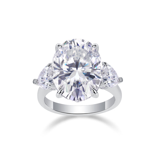 Soul Resonance -Luxury Silver Ring Set With Top-quality Egg-shaped Moissanite D Color VVS,  S925 Silver And Platinum-plated