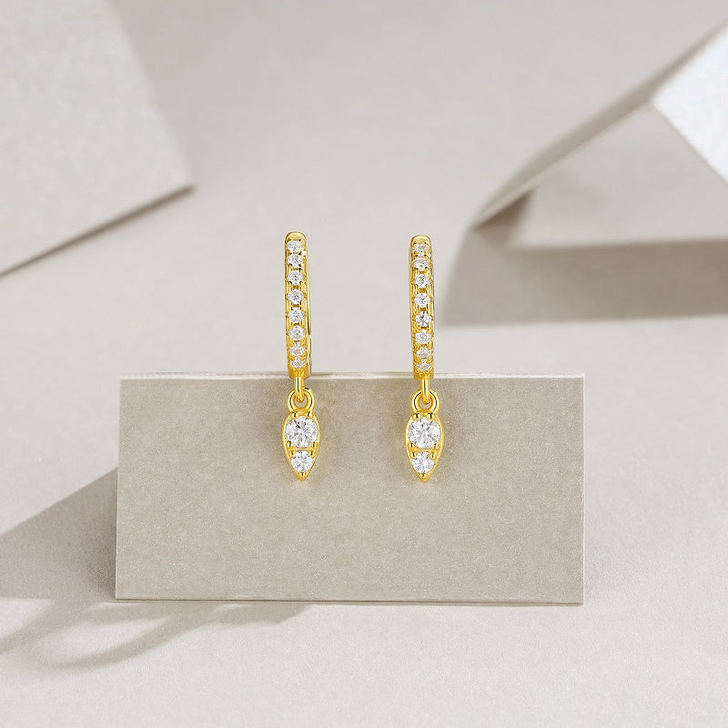 Top-quality Moissanite Silver Stud Earrings S925 Silver Electroplated Gold