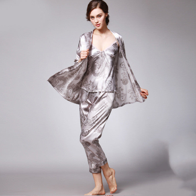 Women’s Silk Pajama Set – 3-Piece Loungewear & Sleepwear Outfit