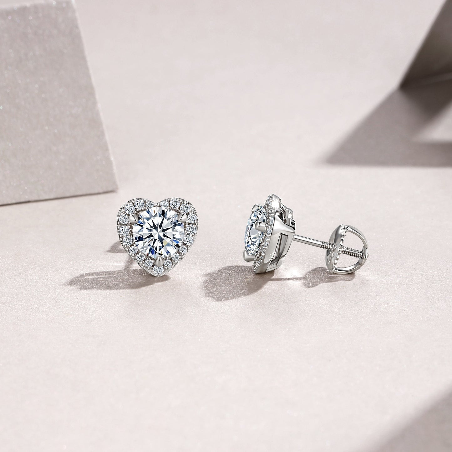 Luxury Silver Earrings Set Featuring A 1-carat Top-quality Morganite, Made Of S925 Silver Electroplated With Platinum.