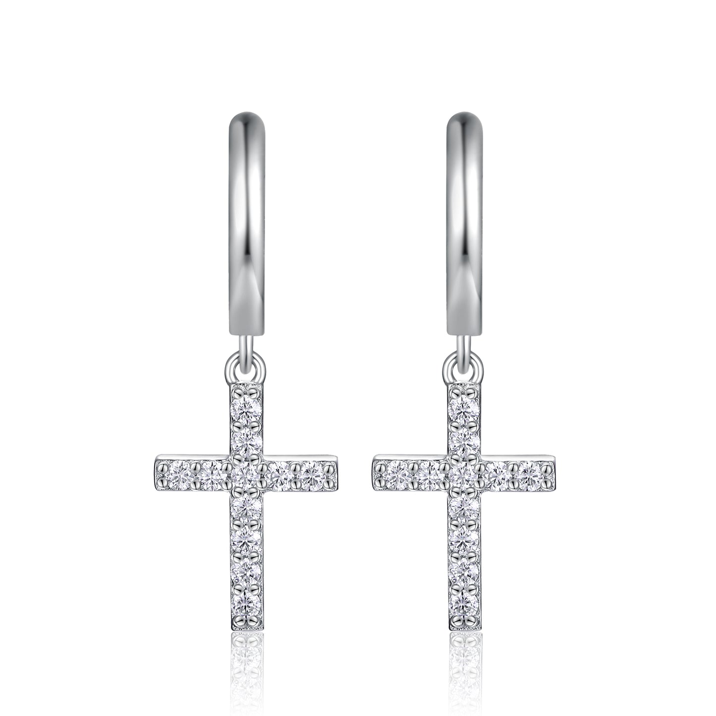 Luxury Silver Earrings Set With Top-quality Moissanite, S925 Silver Plated Platinum
