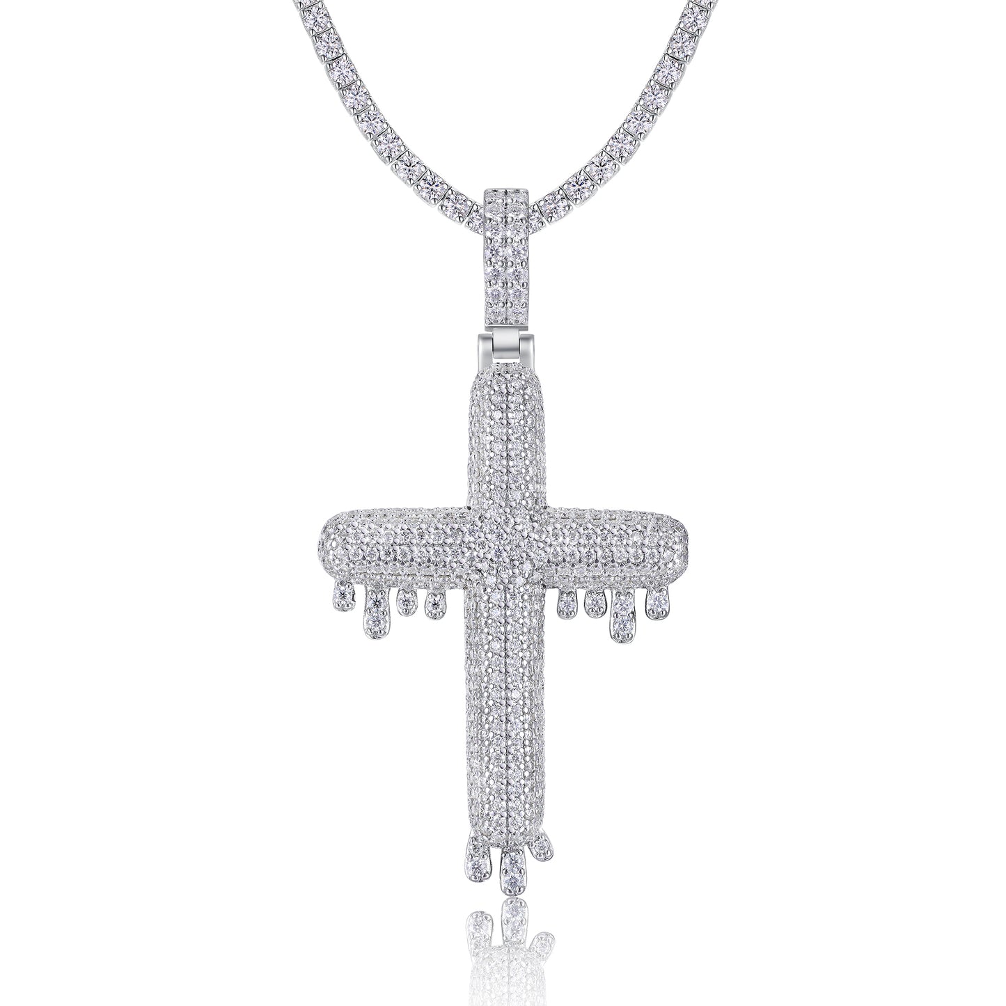 Luxury Silver Necklace Set With Top-quality Moissanite, S925 Silver Electroplated With Platinum