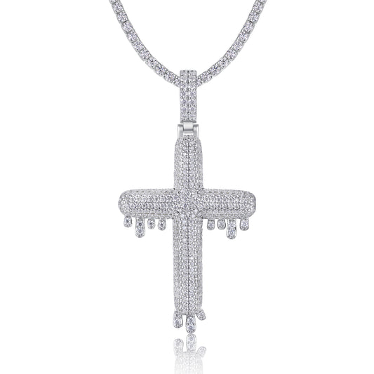 Luxury Silver Necklace Set With Top-quality Moissanite, S925 Silver Electroplated With Platinum