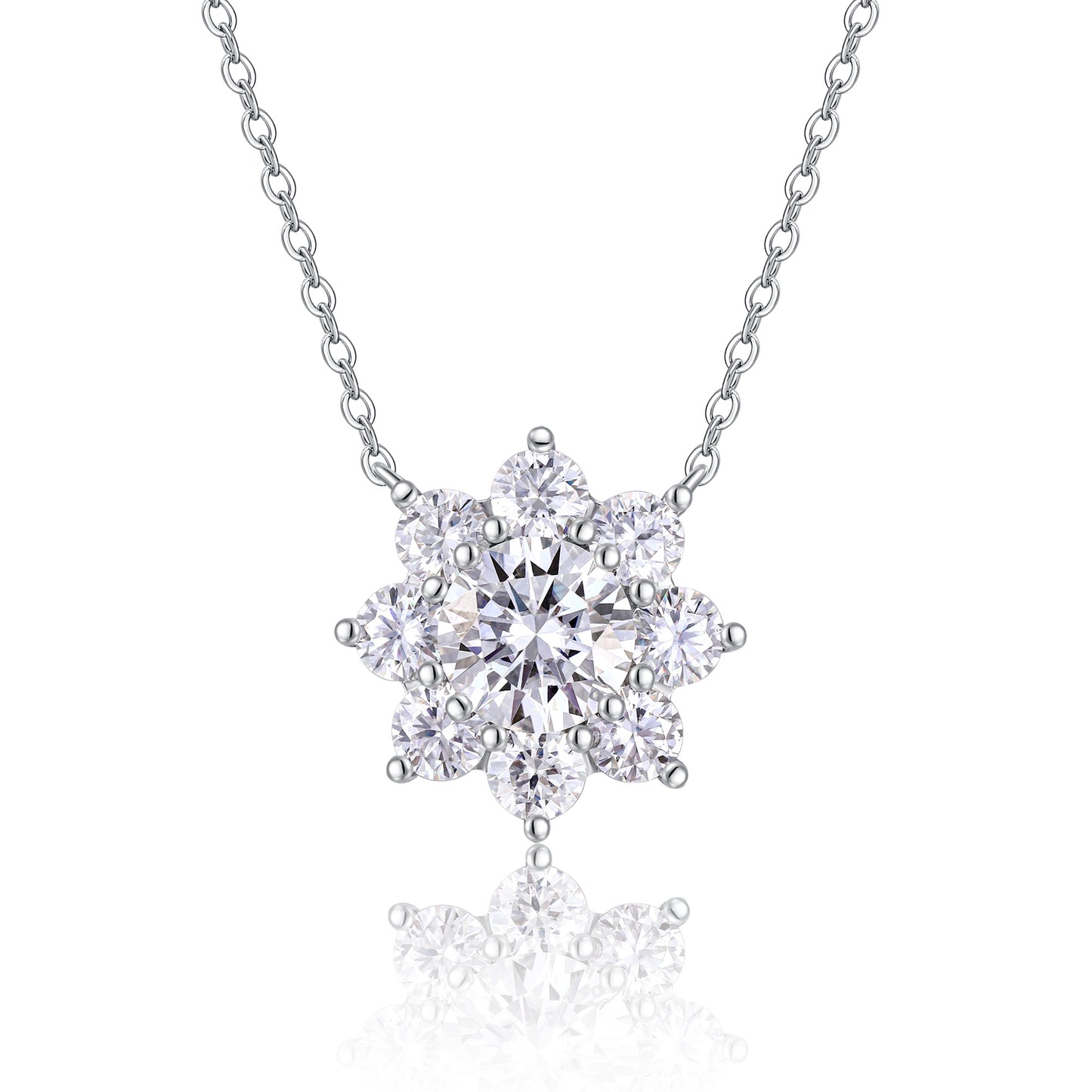 A Luxurious And Fashionable Minimalist Jewelry Pendant Necklace Featuring Top-quality Moissanite, Made Of S925 Silver Electroplated With Platinum.