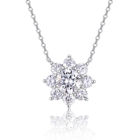 A Luxurious And Fashionable Minimalist Jewelry Pendant Necklace Featuring Top-quality Moissanite, Made Of S925 Silver Electroplated With Platinum.