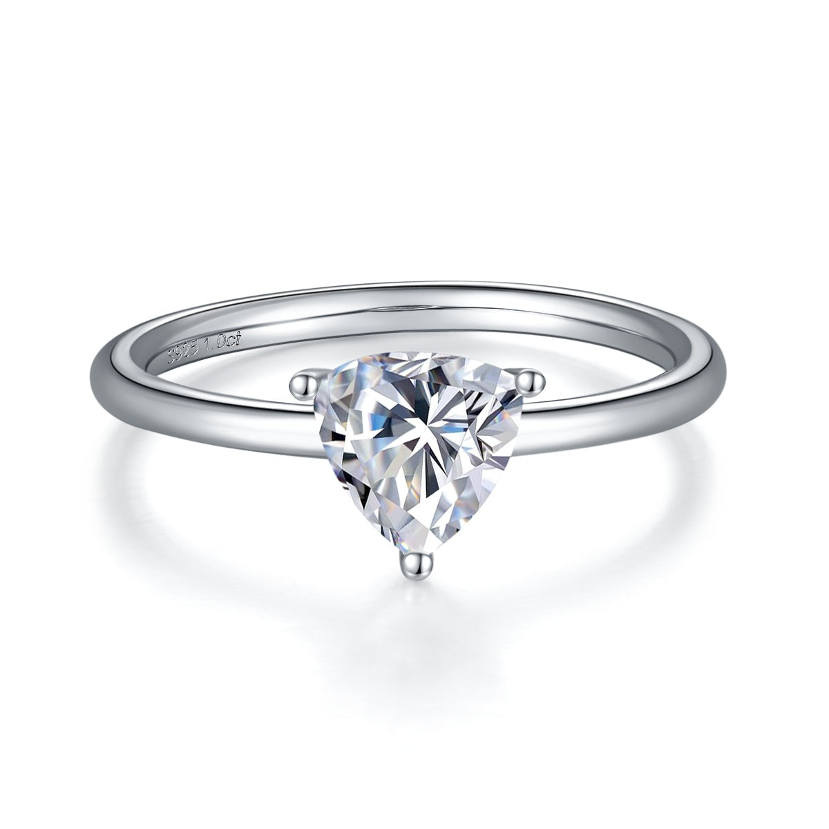 Luxury Silver Ring Triangular Moissanite Set With Top-quality Moissanite D Color VVS , S925 Silver Electroplated With Platinum