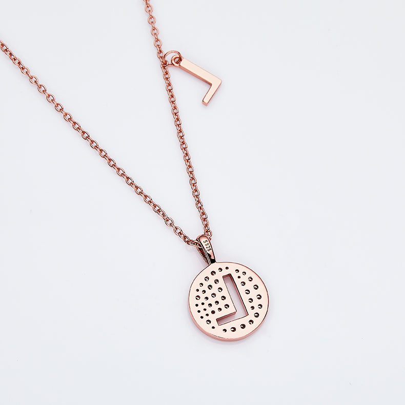 Luxury Initial Letter Necklace Pendant – L , S925 Silver Rose Gold Plated with Top-Quality Brilliant Moissanite