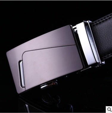 Men's Genuine "Two-Layer Cowhide" Leather Ratchet Belt – Automatic Slide Buckle for Exact Fit, Business & Casual