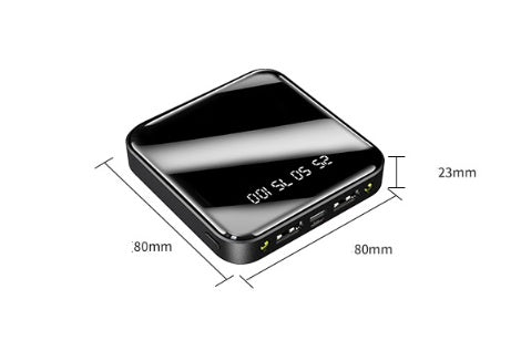 Mini Portable Power Bank (10000/20000mAh) – Ultra-Slim External Battery Pack with Full Mirror Digital Display & Dual USB Fast Charging