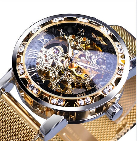 Luxury Men’s Hollow Mechanical Watch – Automatic Skeleton Style