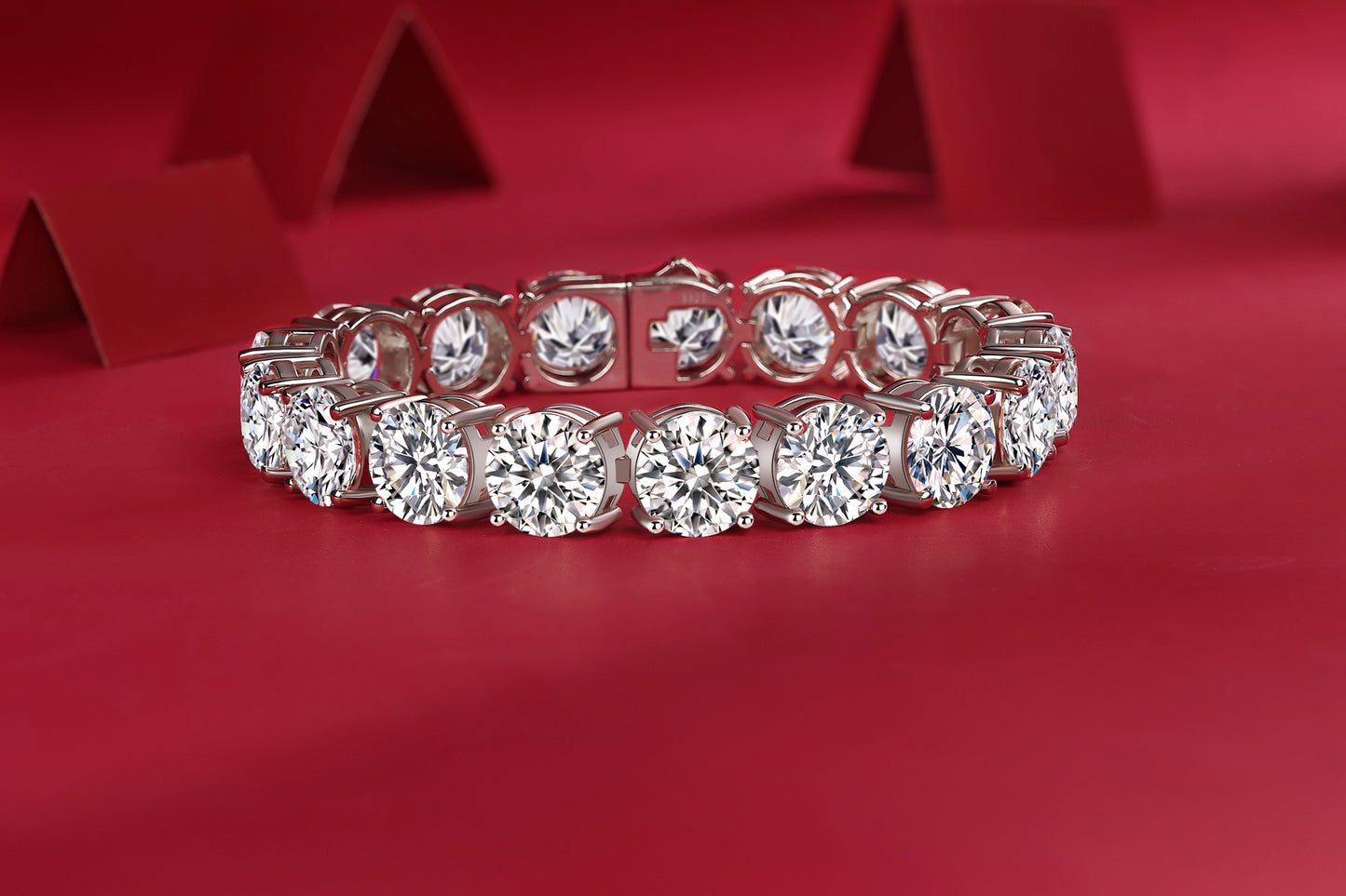 Half Summer Splendor - Luxury Silver Bracelet Set With Top-quality 5 Carats Moissanite D Color VVS, S925 Silver Plated Platinum.