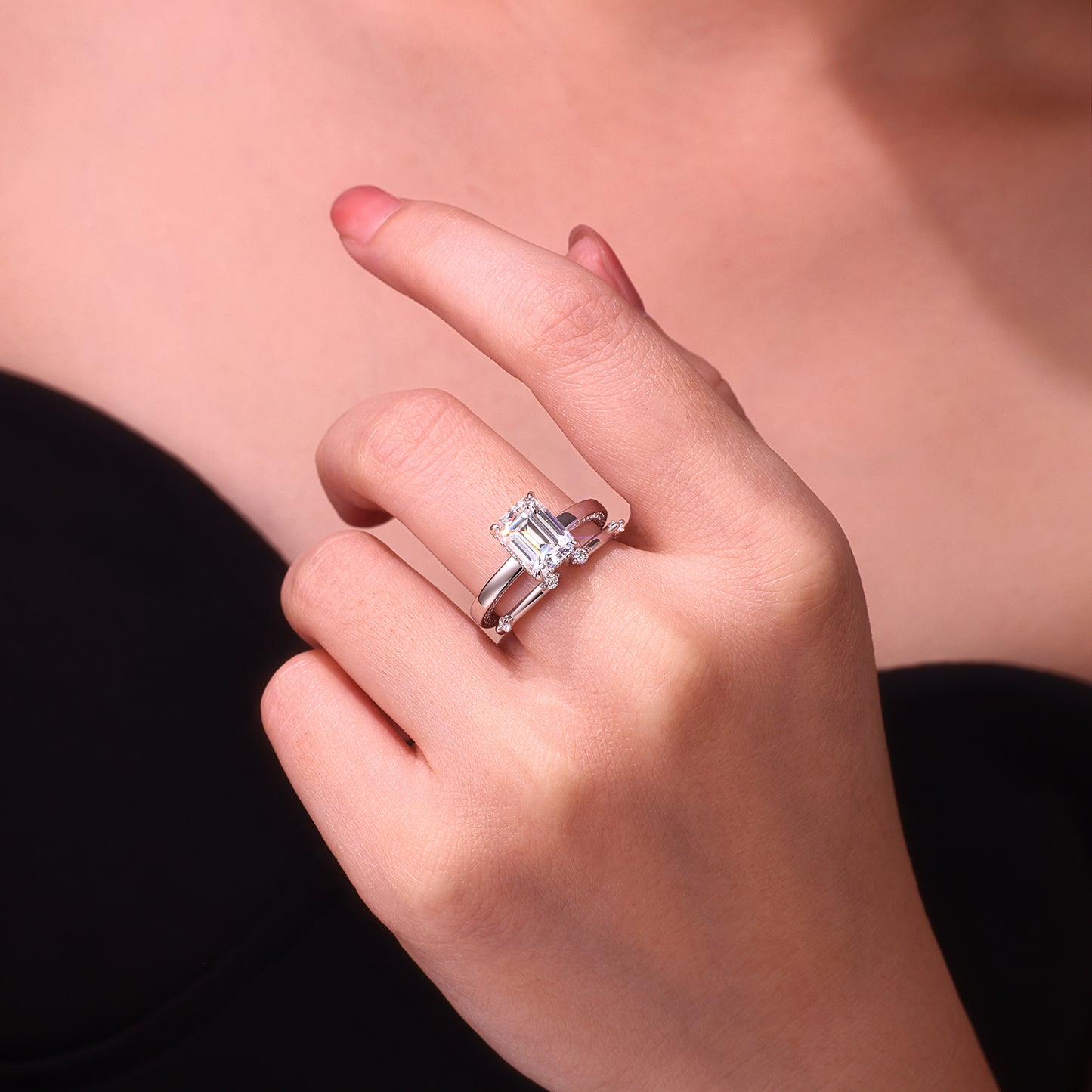 Star Eye Ring - Luxury Silver Ring Set With Top-quality Octagonal Moissanite , S925 Silver And Platinum-plated Diamond Ring