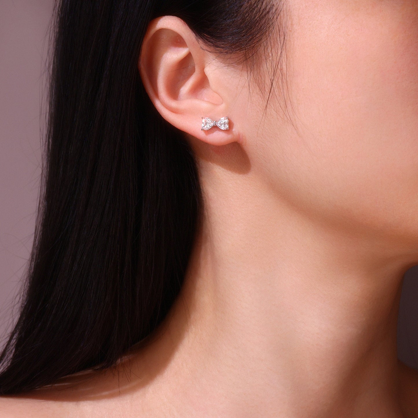 Luxury Silver Stud Earrings Heart-shaped Moissanite Set With Top-quality Moissanite D Color VVS,S925 Silver-plated Platinum