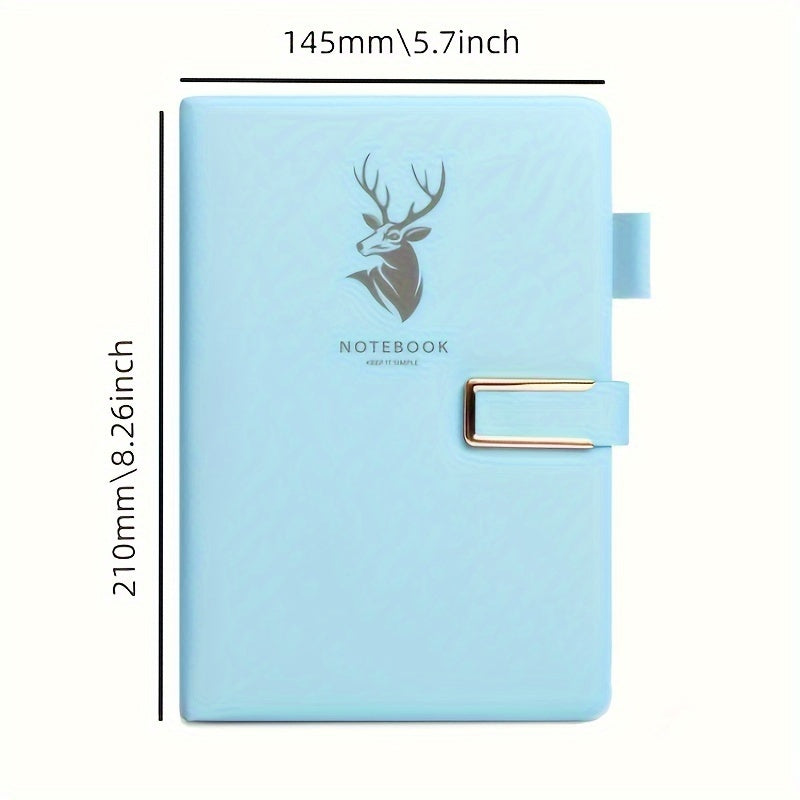Carnet A5 de 360 ​​pages en similicuir premium avec boucle et motif tête de cerf 