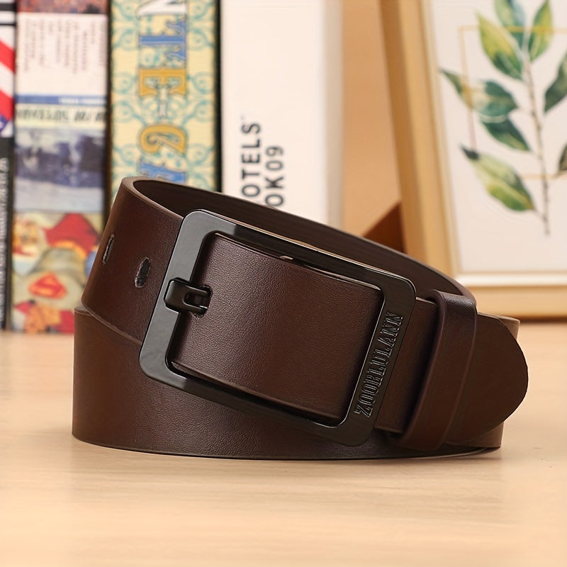 Men’s Leather Belt with Stainless Steel Buckle – Classic Casual & Business Style