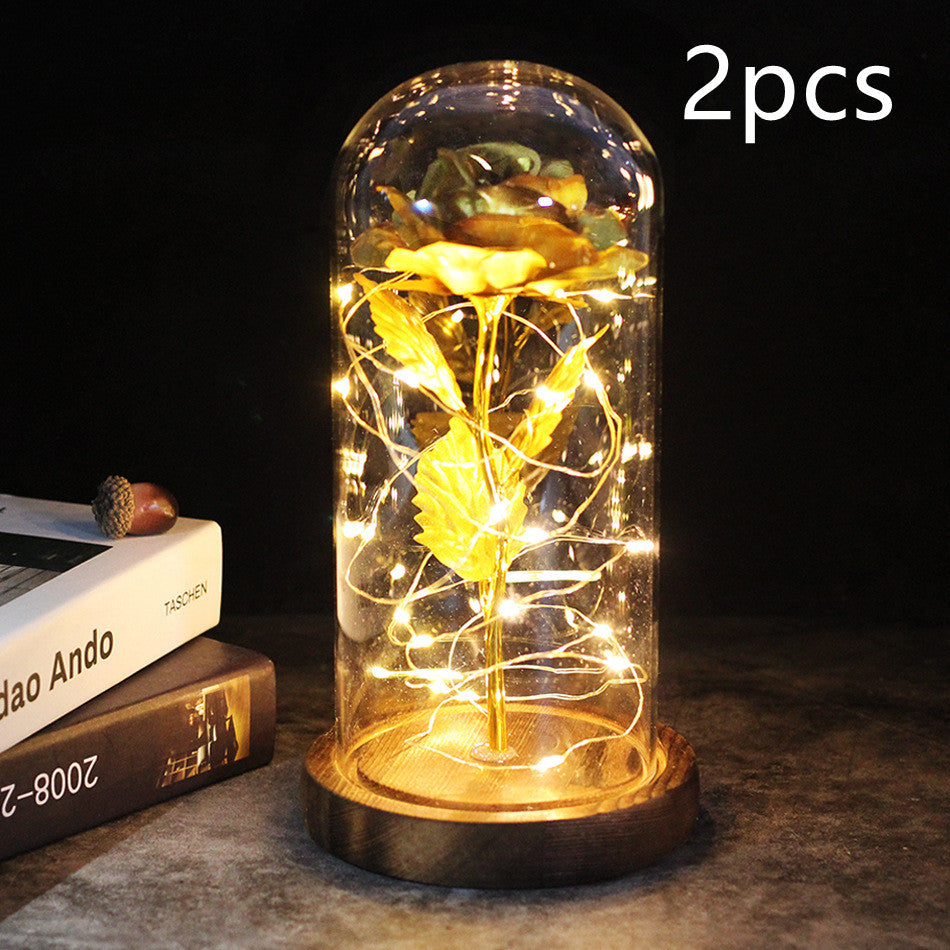 Galaxy Enchanted Rose in Glass Dome with LED Lights | Forever Flower Gift