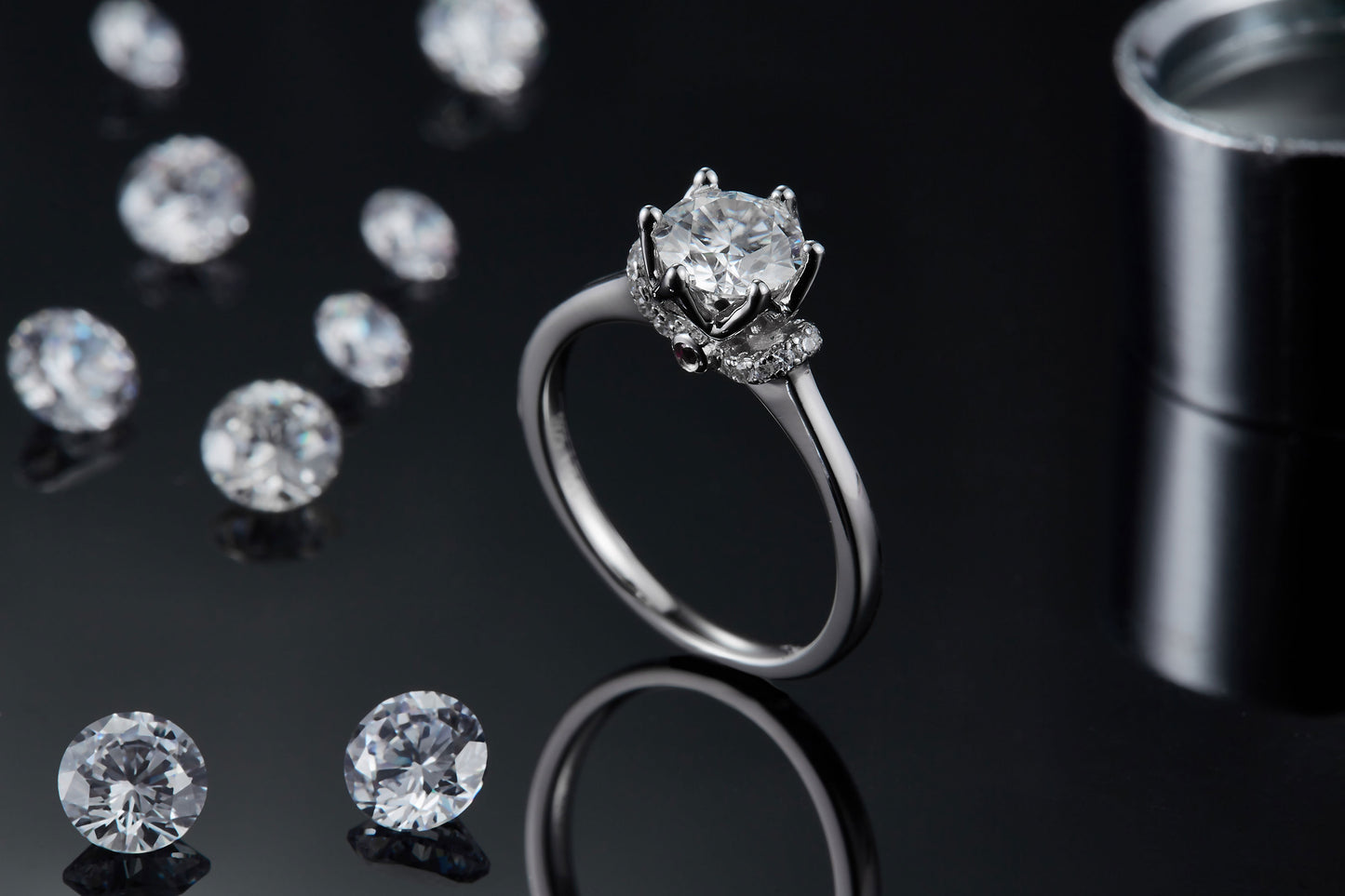 Luxury Silver Ring Set With Top-quality Moissanite D Color VVS , S925 Silver Plated With Platinum