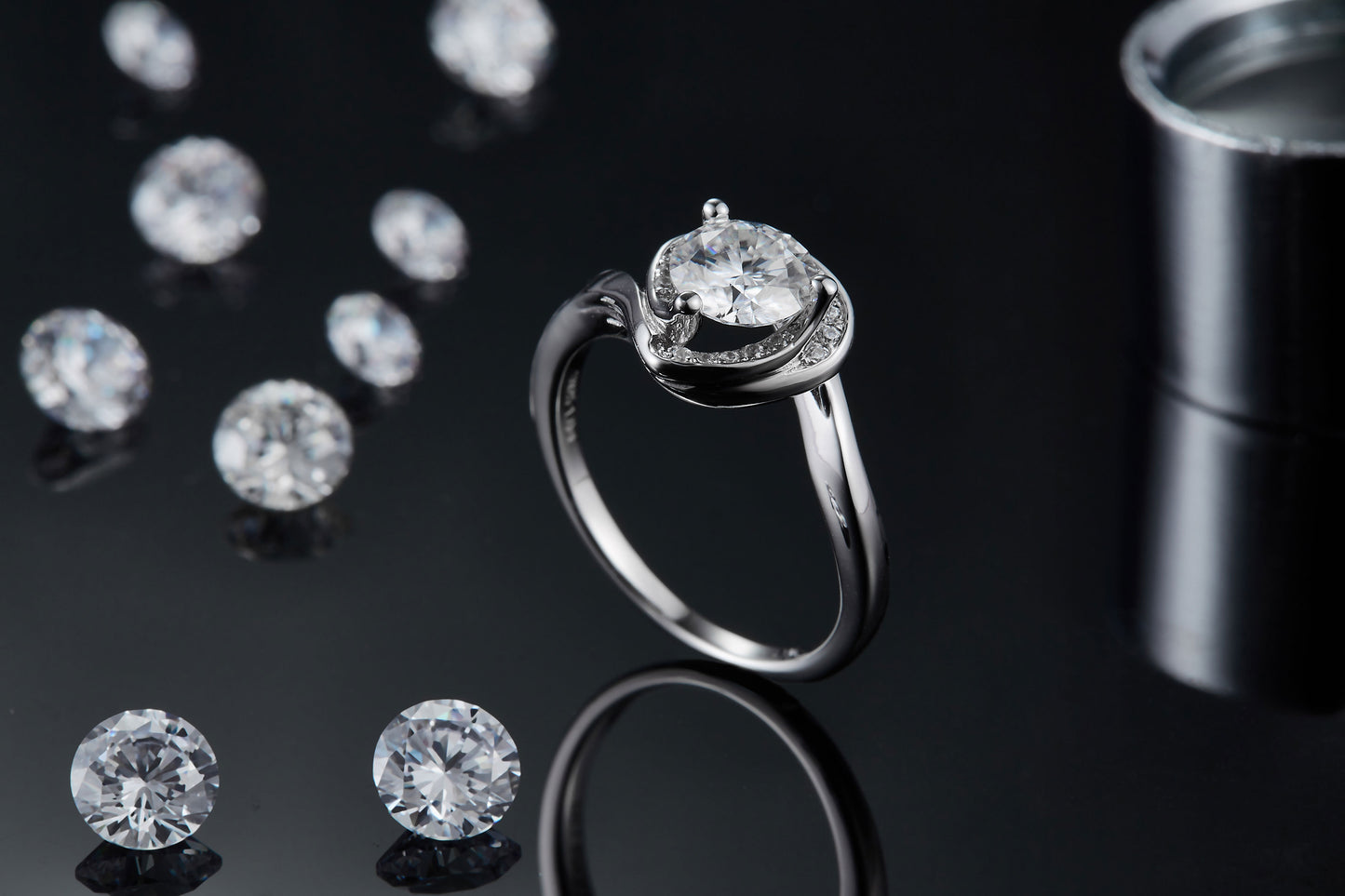 1-carat Luxury Silver Ring Set With Top-quality Moissanite D Color VVS , S925 Silver Plated Platinum
