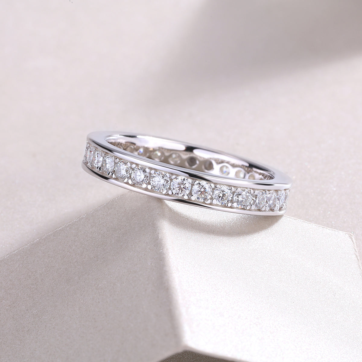 Trajectory - Luxury Silver Ring Set With Top-quality Moissanite, S925 Silver And Platinum-plated Diamond Ring
