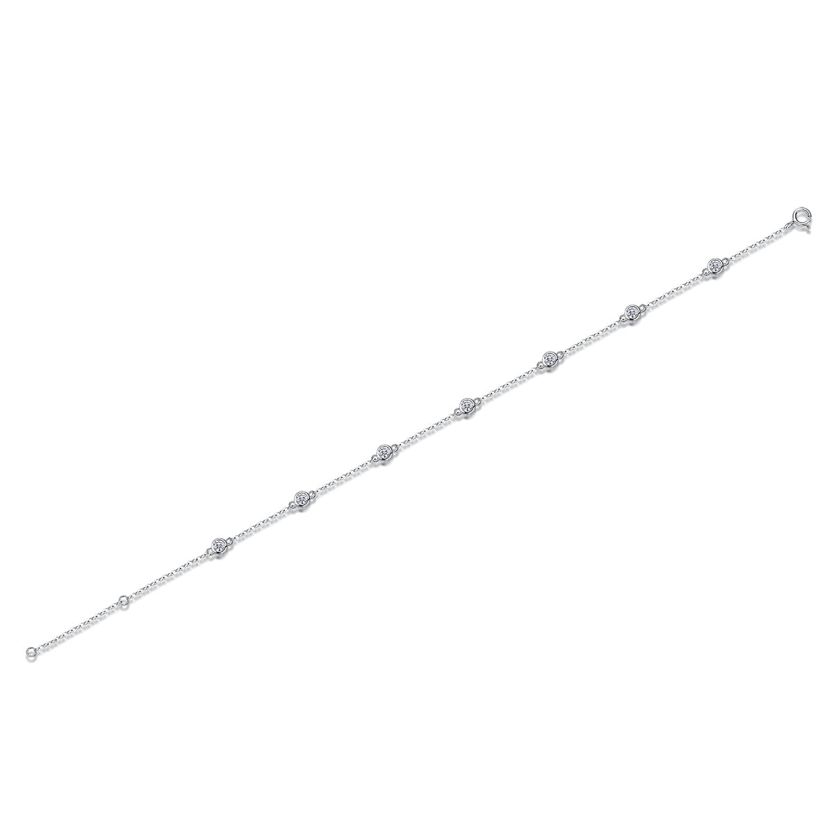 Dynamic Bubble Moissanite Bracelet: Light Luxury S925 Silver Electroplated Platinum Bezel-Set Station Bracelet