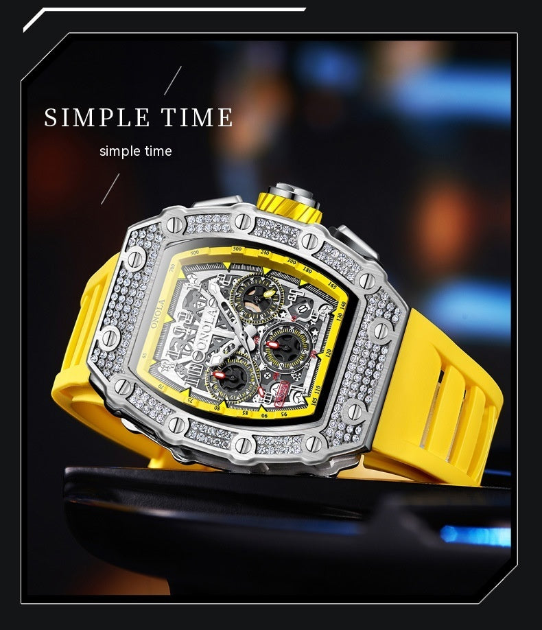 Luxury Full Diamond Mechanical Watch – Elegant Multi-Function Timepiece