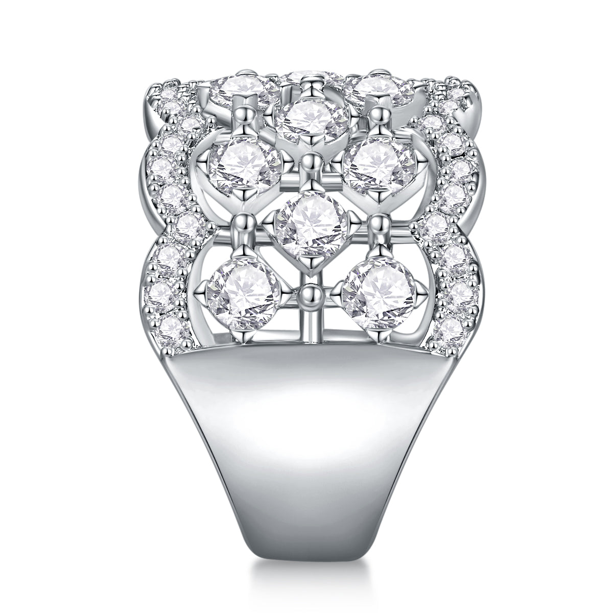 Lace Snowflake - Luxury Silver Ring Set With Top-quality Moissanite D Color VVS  , S925 Silver And Platinum-plated Diamond Ring