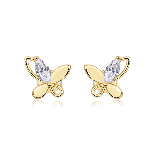 Chasing Dreams Four-Leaf Clover - Luxury Stud Earrings Set With Top-quality Moissanite, S925 Silver Electroplated Gold