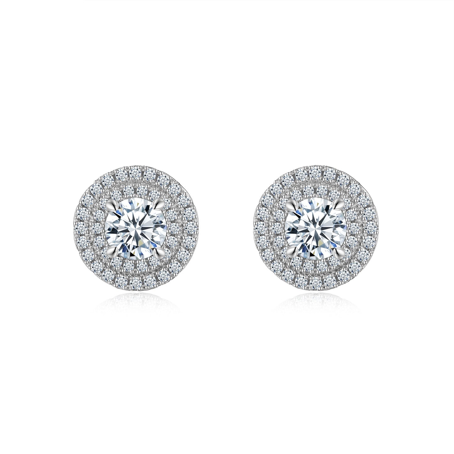 Luxury Silver Earrings Set Featuring A 0.5-carat Top-quality Morganite, Made Of S925 Silver Electroplated With Platinum.