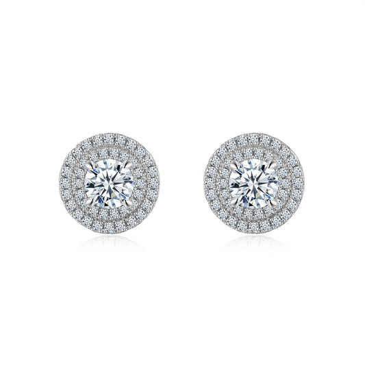 Luxury Silver Earrings Set Featuring A 0.5-carat Top-quality Morganite, Made Of S925 Silver Electroplated With Platinum.