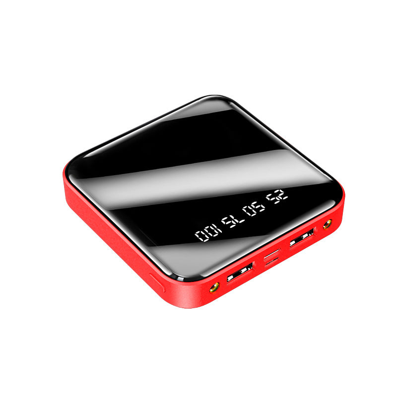 Mini Portable Power Bank (10000/20000mAh) – Ultra-Slim External Battery Pack with Full Mirror Digital Display & Dual USB Fast Charging