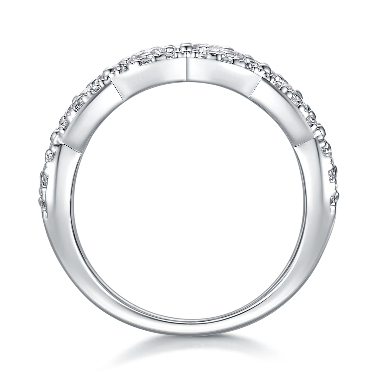 Lace Snowflake - Luxury Silver Ring Set With Top-quality Moissanite D Color VVS  , S925 Silver And Platinum-plated Diamond Ring