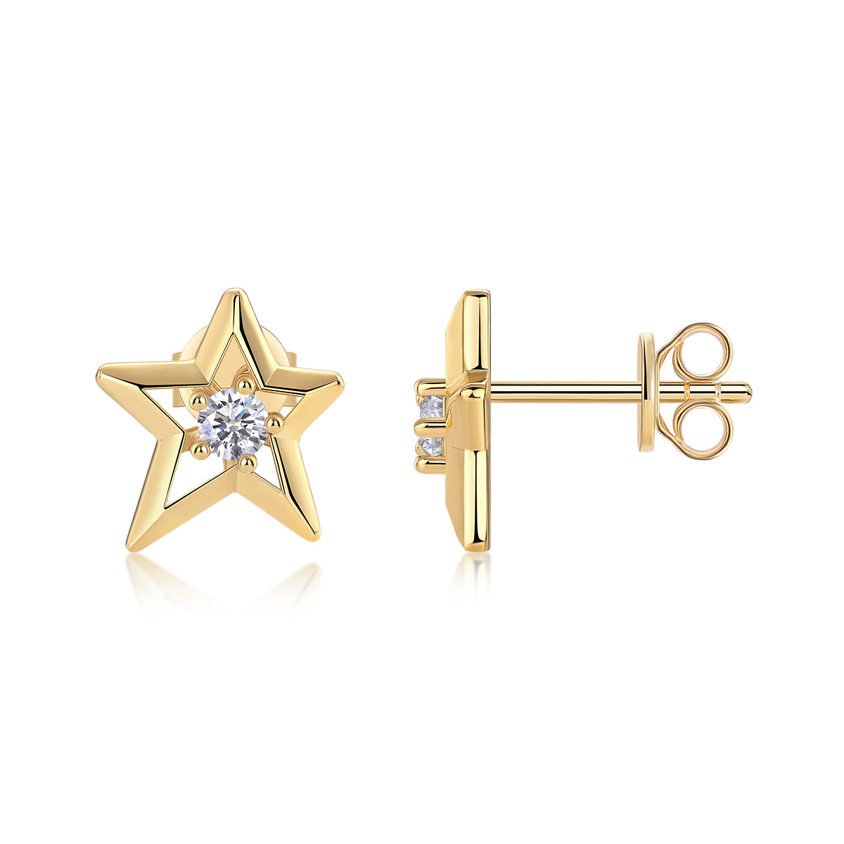 Premium Moissanite Luxury Silver Stud Earrings S925 Silver Electroplated Gold