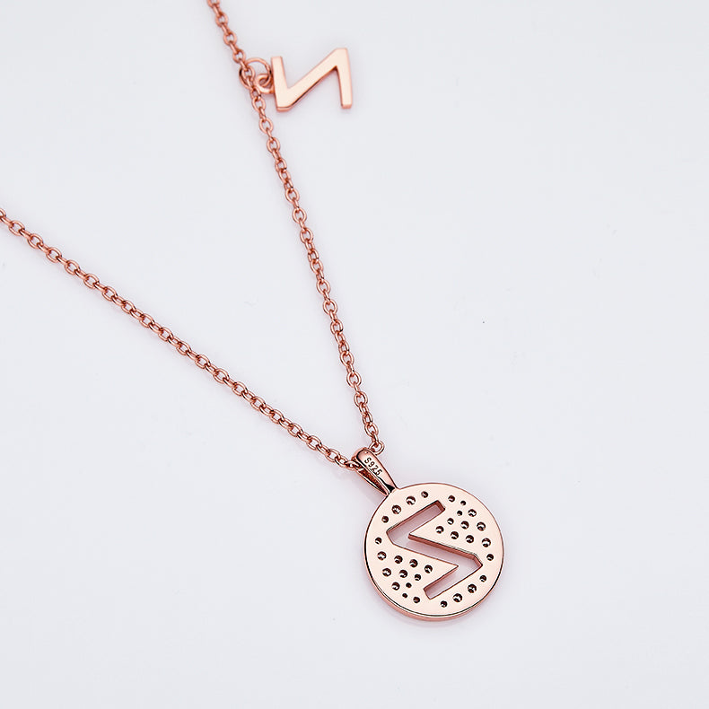 Luxury Initial Letter Necklace Pendant – Z , S925 Silver Rose Gold Plated with Top-Quality Brilliant Moissanite