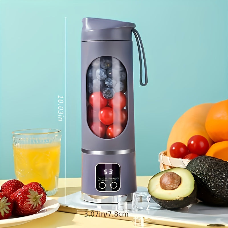 Portable USB-Rechargeable Blender & Juicer | Digital Display, Easy Clean | Ideal for Fruit & Vegetable Drinks, Shakes, Smoothies | Travel-Friendly 15oz Capacity