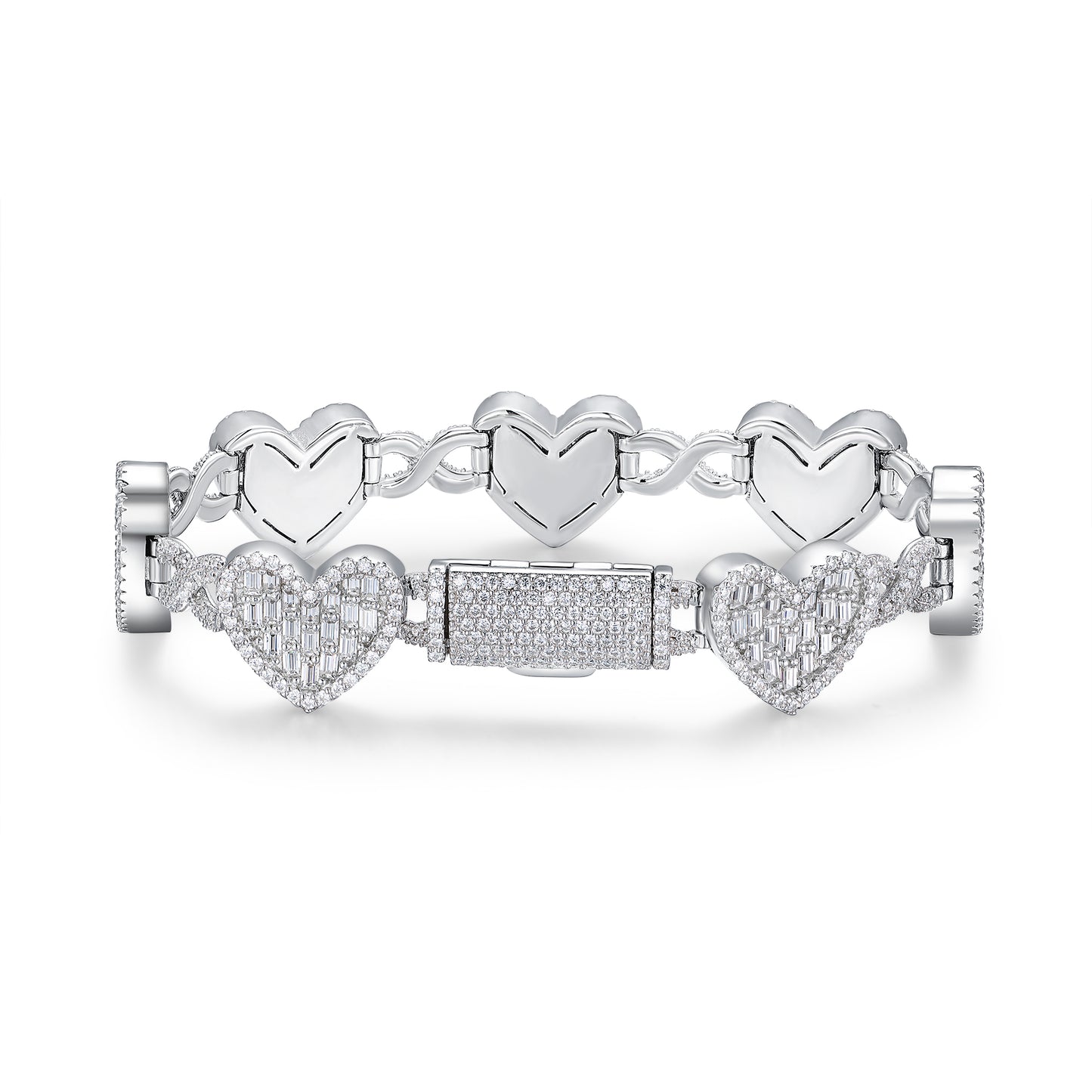 Luxury Silver Bracelet Featuring Top-quality Moissanite, Made Of S925 Silver Electroplated With Platinum.