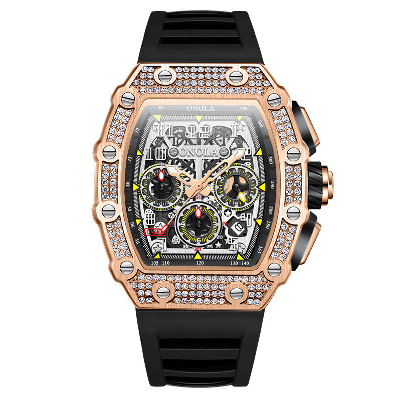 Luxury Full Diamond Mechanical Watch – Elegant Multi-Function Timepiece
