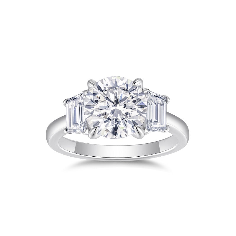 A 3-carat Moissanite Luxury Silver Ring Set With Top-quality Moissanite D Color VVS, S925 Silver Plated With Platinum