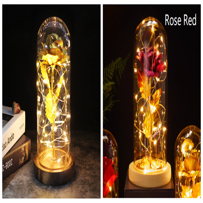 Galaxy Enchanted Rose in Glass Dome with LED Lights | Forever Flower Gift