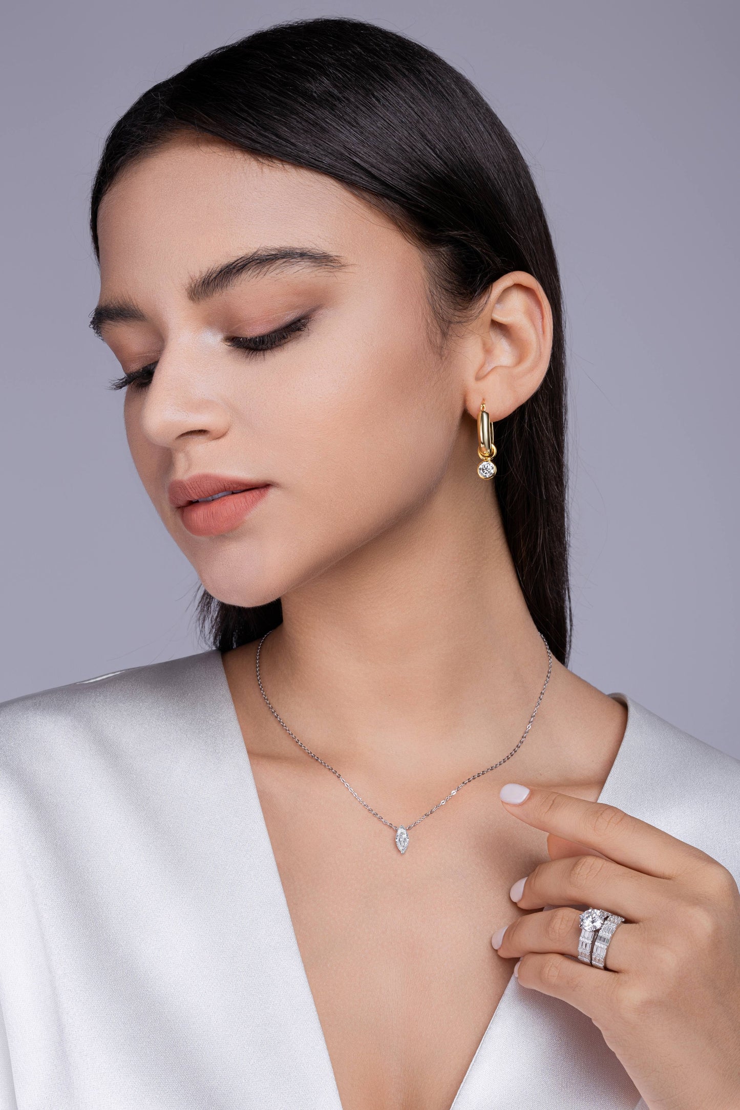 Morning Light Eye - Luxury Moissanite Pendant Necklace – S925 Silver with Gold Plating