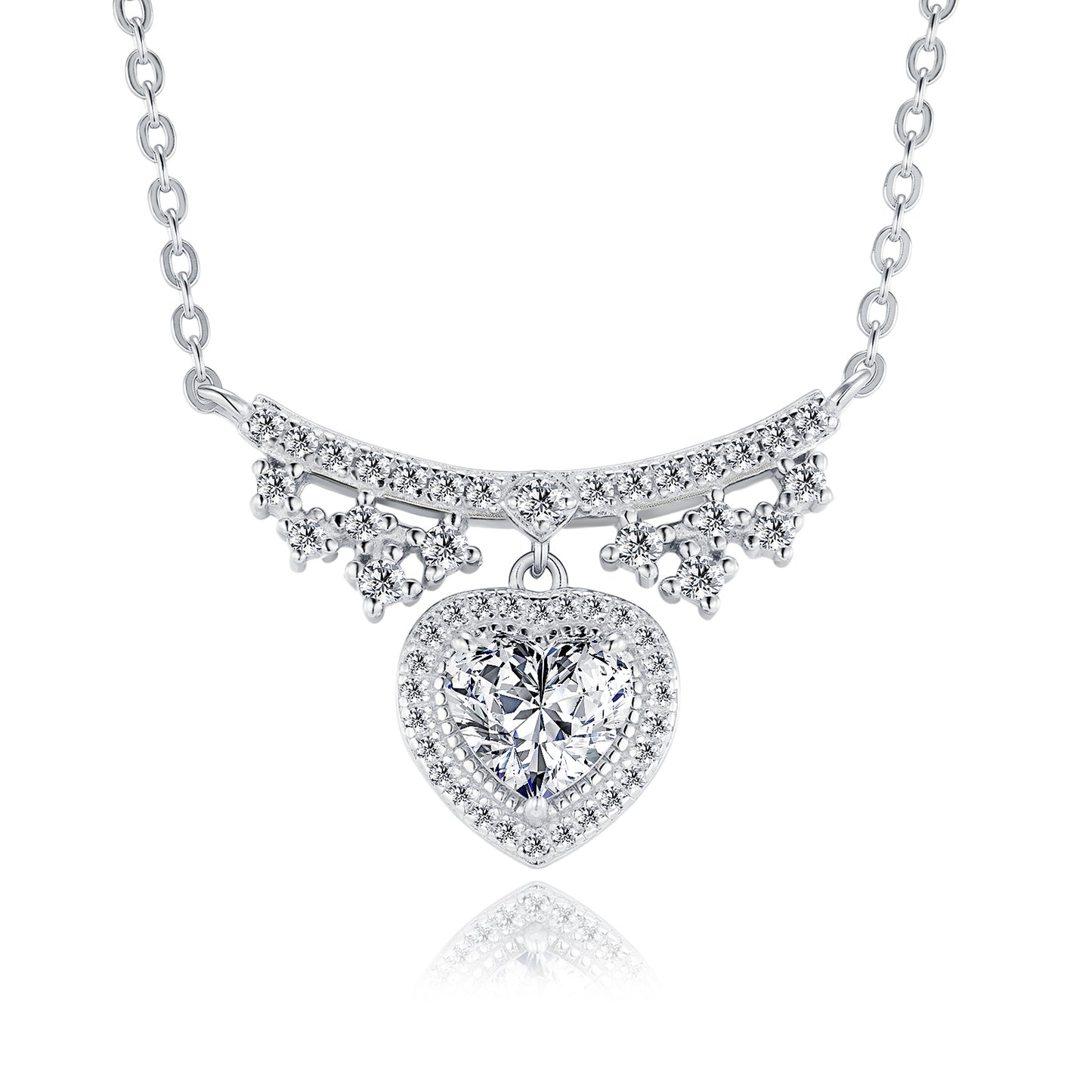 Luxury Silver Necklace Featuring Top-quality Moissanite D Color VVS , Made Of S925 Silver Electroplated With Platinum.