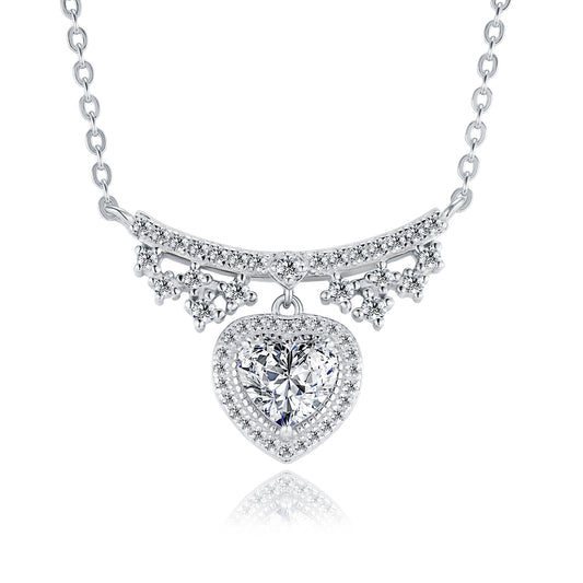 Luxury Silver Necklace Featuring Top-quality Moissanite D Color VVS , Made Of S925 Silver Electroplated With Platinum.