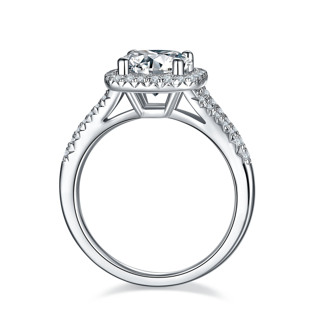 2-carat Luxury  Silver Ring Set With Top-quality Moissanite D Color VVS, S925 Silver Plated With Platinum